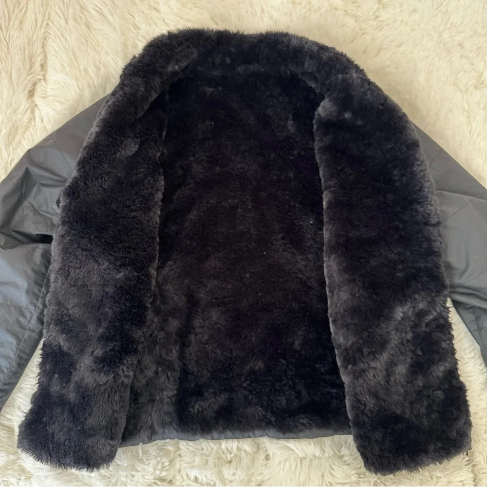 Athleta Girl Cool Days Black Jacket Faux Fur Size: 14